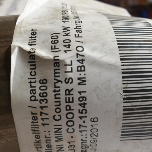 DPF partikel filter na Mini Countryman, Cooper S, F60 140kW/190PS RV: 09/2016