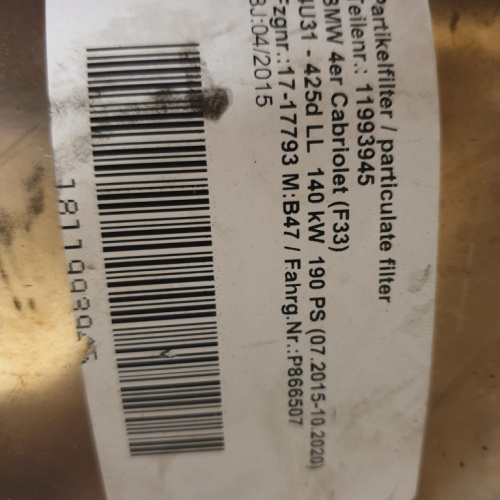 DPF partikel filter BMW 4 F33 Cabrio 425d  8518141